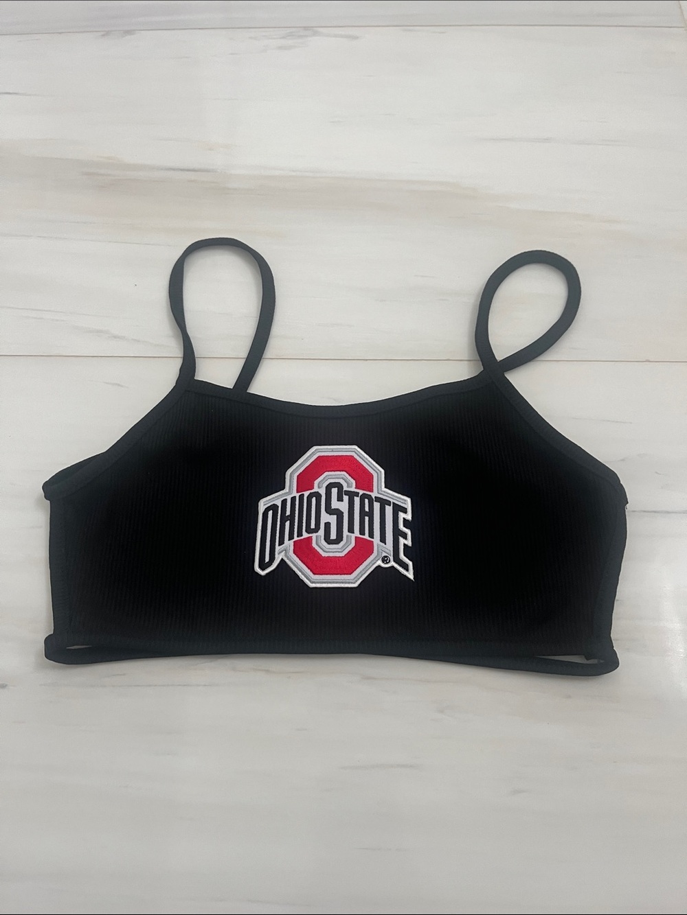 Ohio State Black Ribbed Logo Bralette